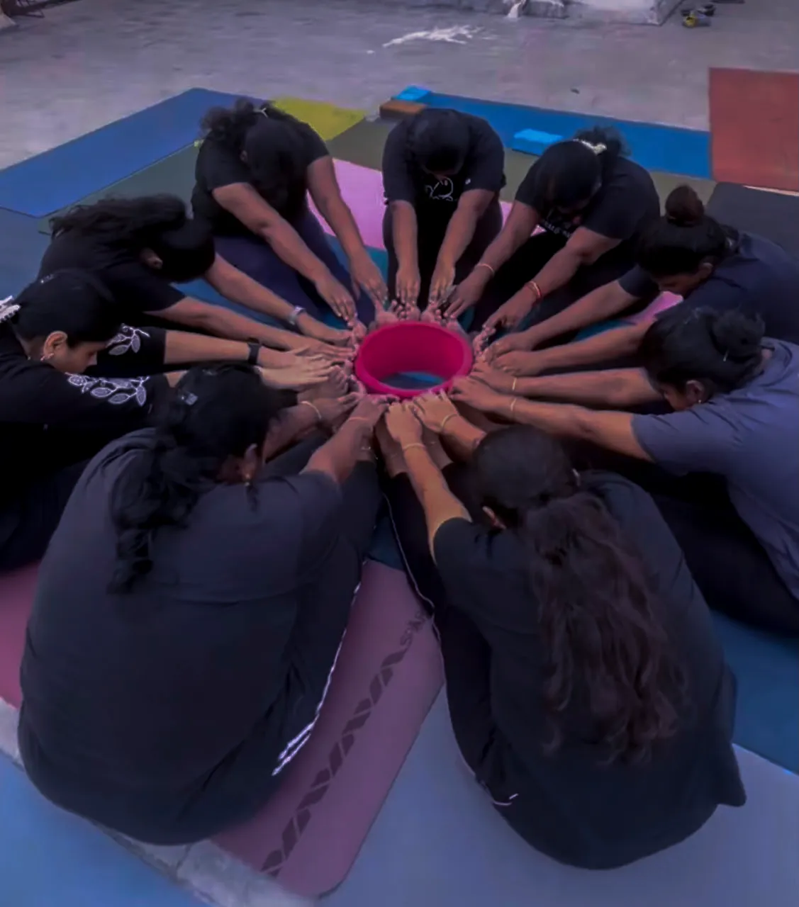 Women's yoga class rooftop session in Madhavaram Chennai - 7 Chakras Yoga Centre